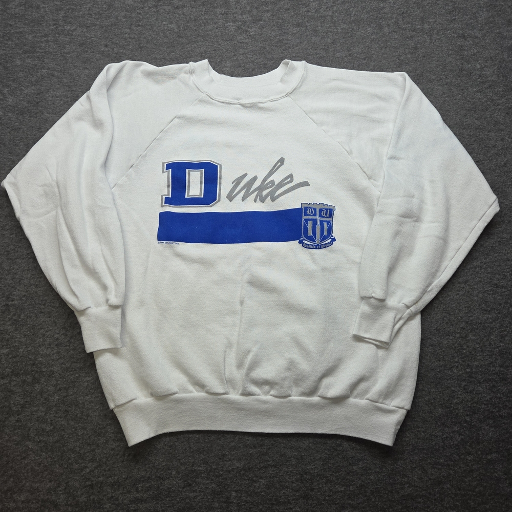 Duke White and Blue Women's Crew Neck Sweater